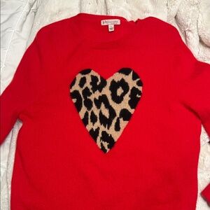 Philosophy Vibrant Red Sweater with Leopard Heart